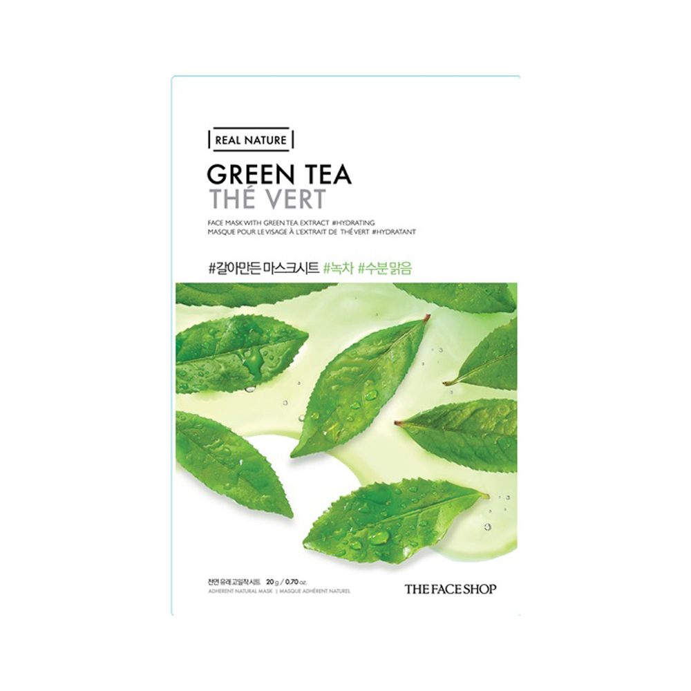 THEFACESHOP Real Nature Sheet Mask (Green Tea) - Bundle of 10